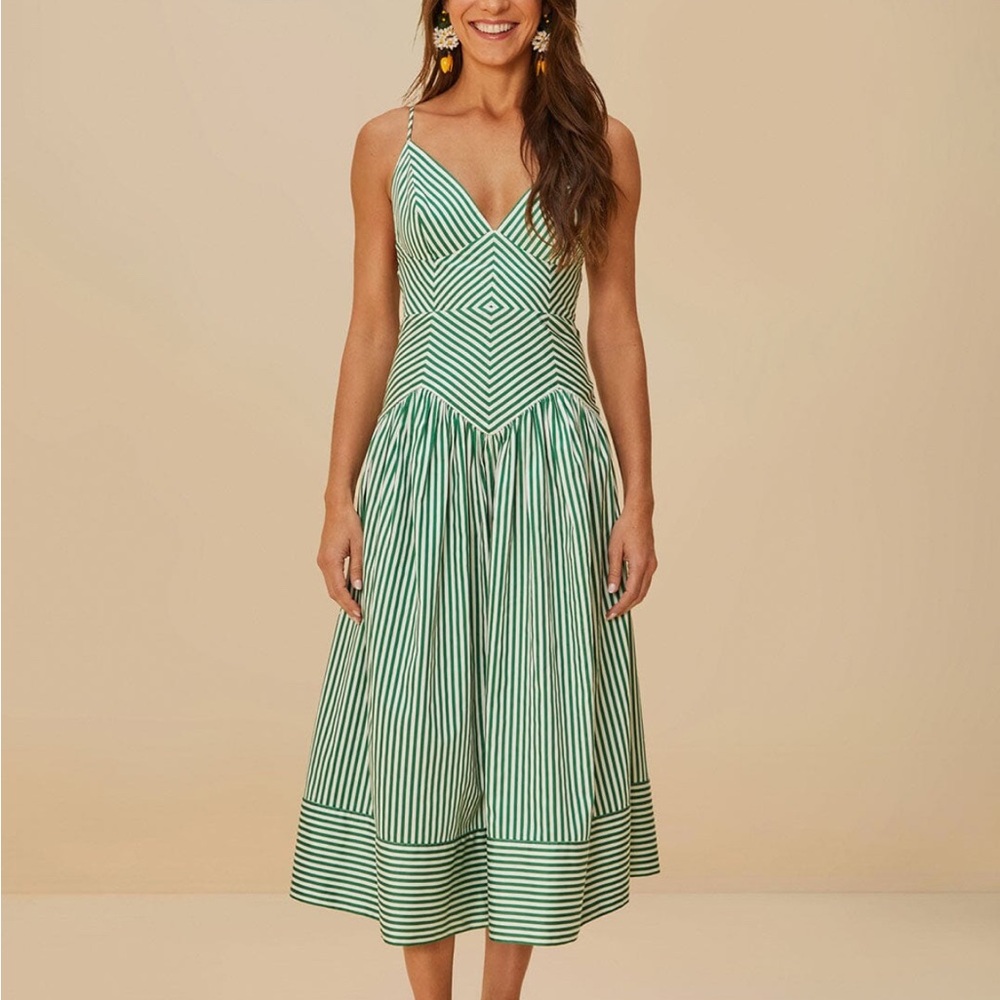 Farm Rio Striped Midi Dress